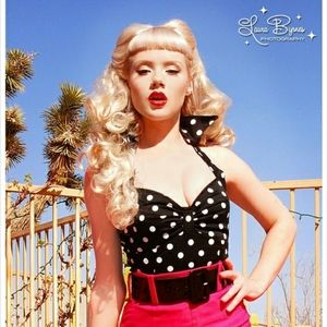 Deadly Dames Black and White Psychobilly Halter S